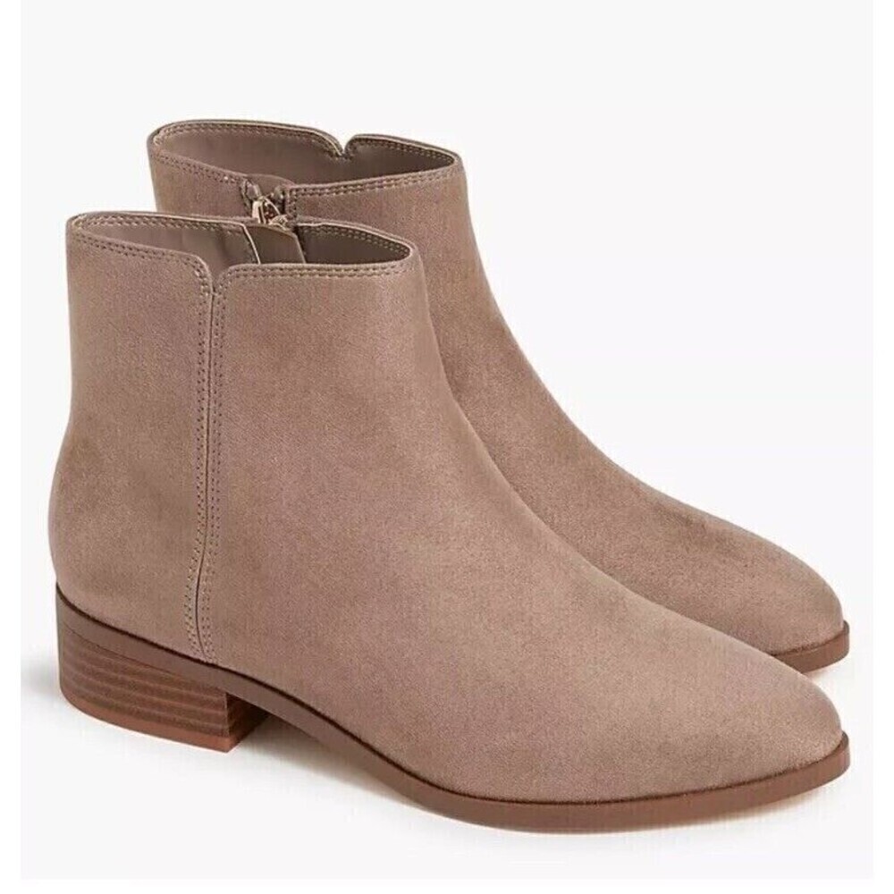 J.CREW Sueded Flat Ankle Boots Size 8.5 Grey NIB Fall Modern Preppy